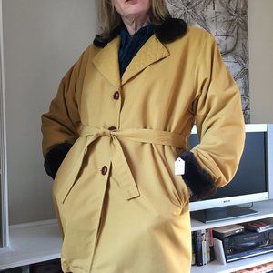 Coat from Spanish Designer Pilar Rueda; Fake Fur; Military Theme; EU 40 (+ size)